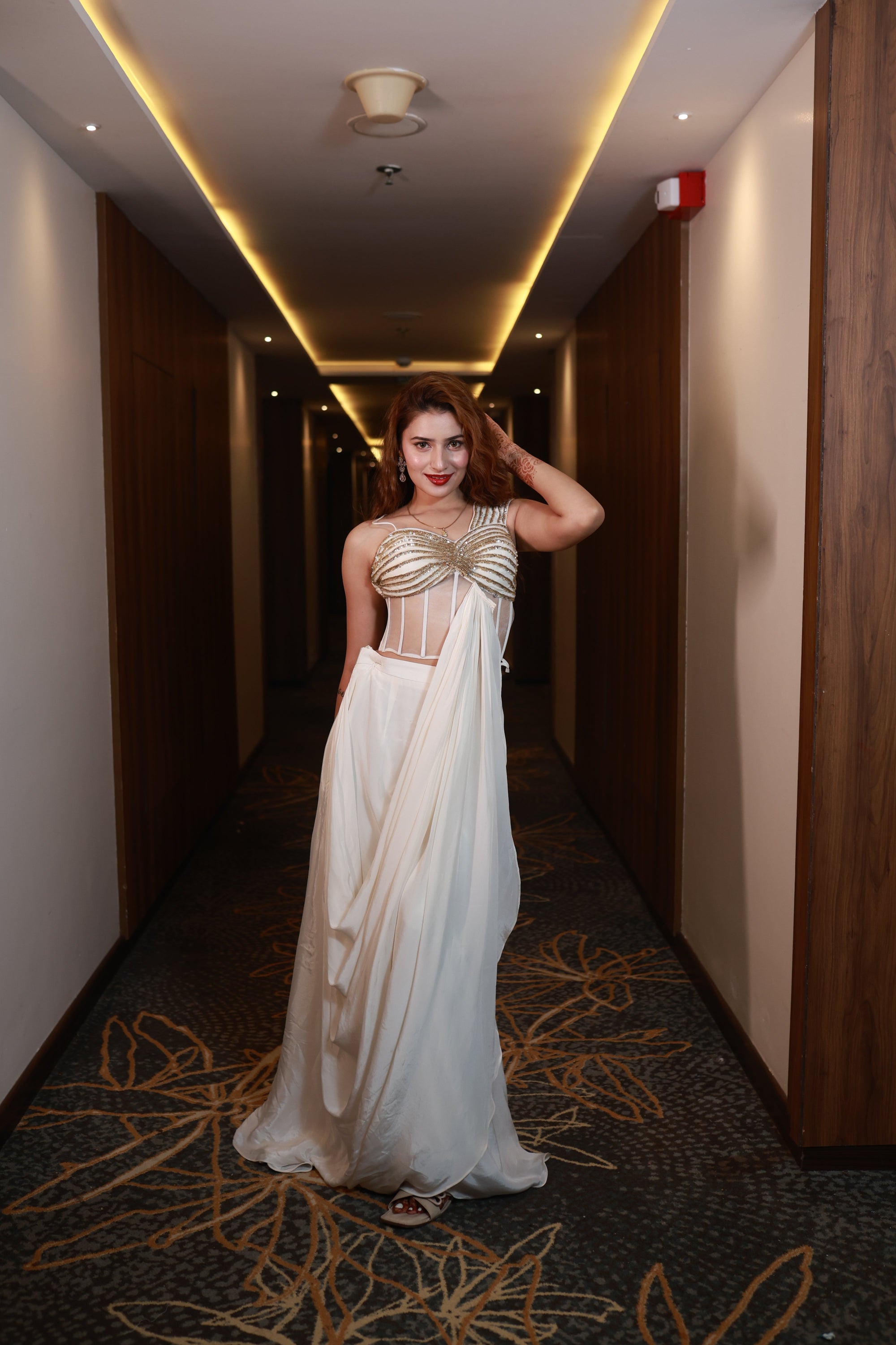 Ivory Muse – Handcrafted Drape Gown