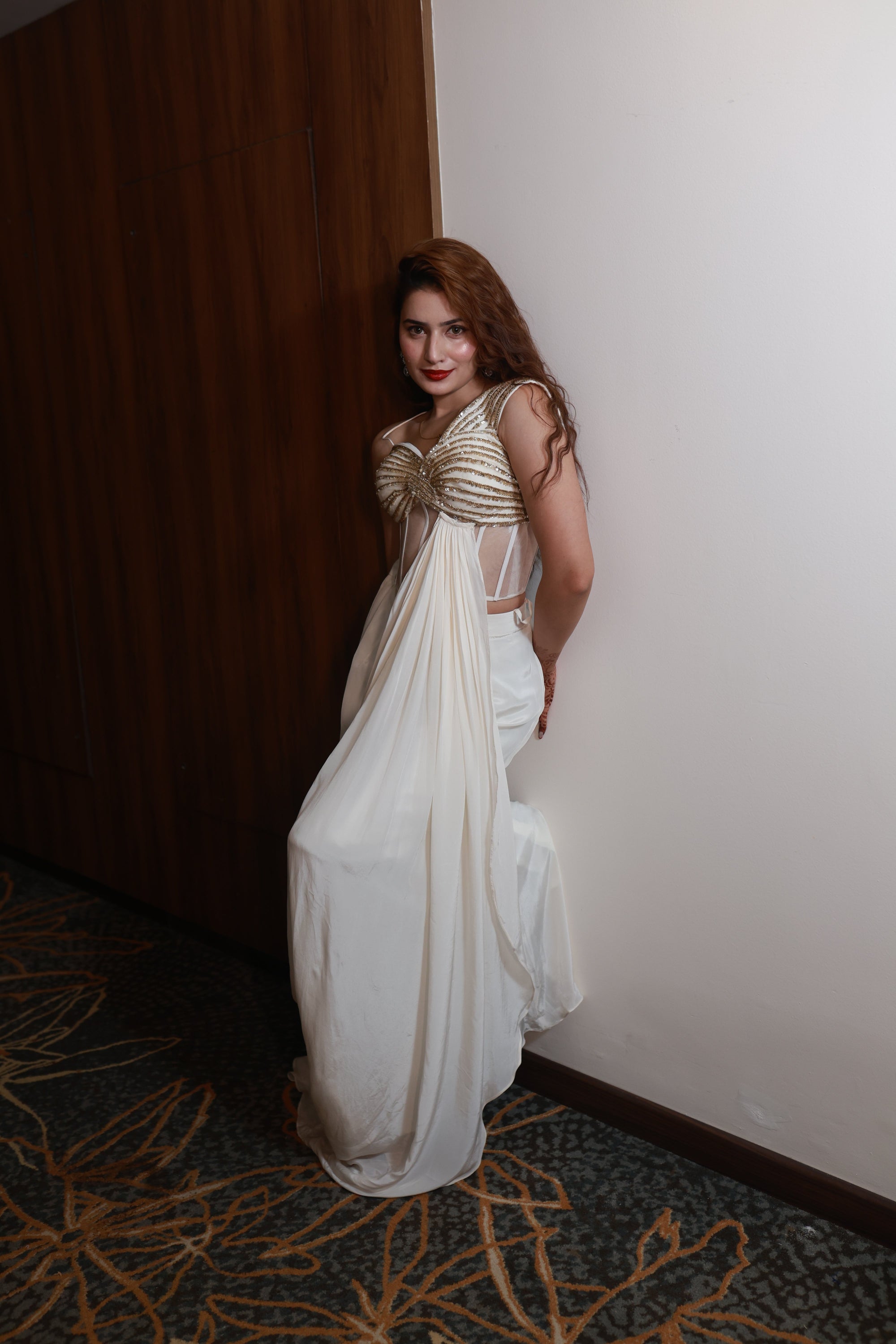 Ivory Muse – Handcrafted Drape Gown