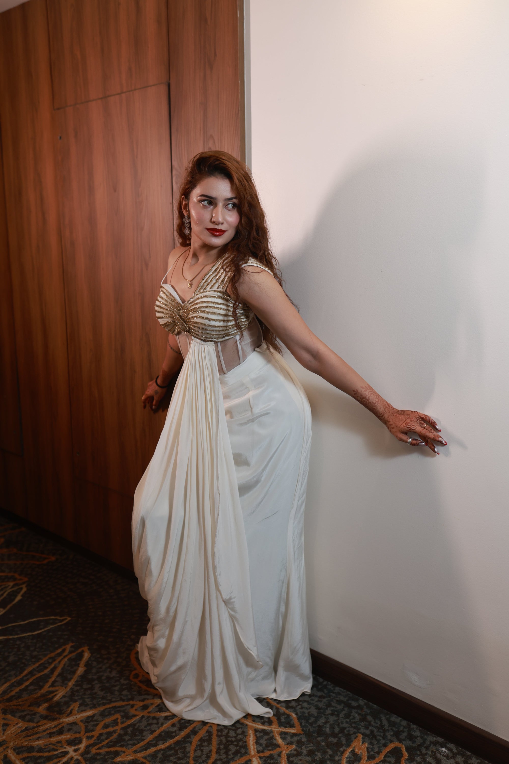 Ivory Muse – Handcrafted Drape Gown