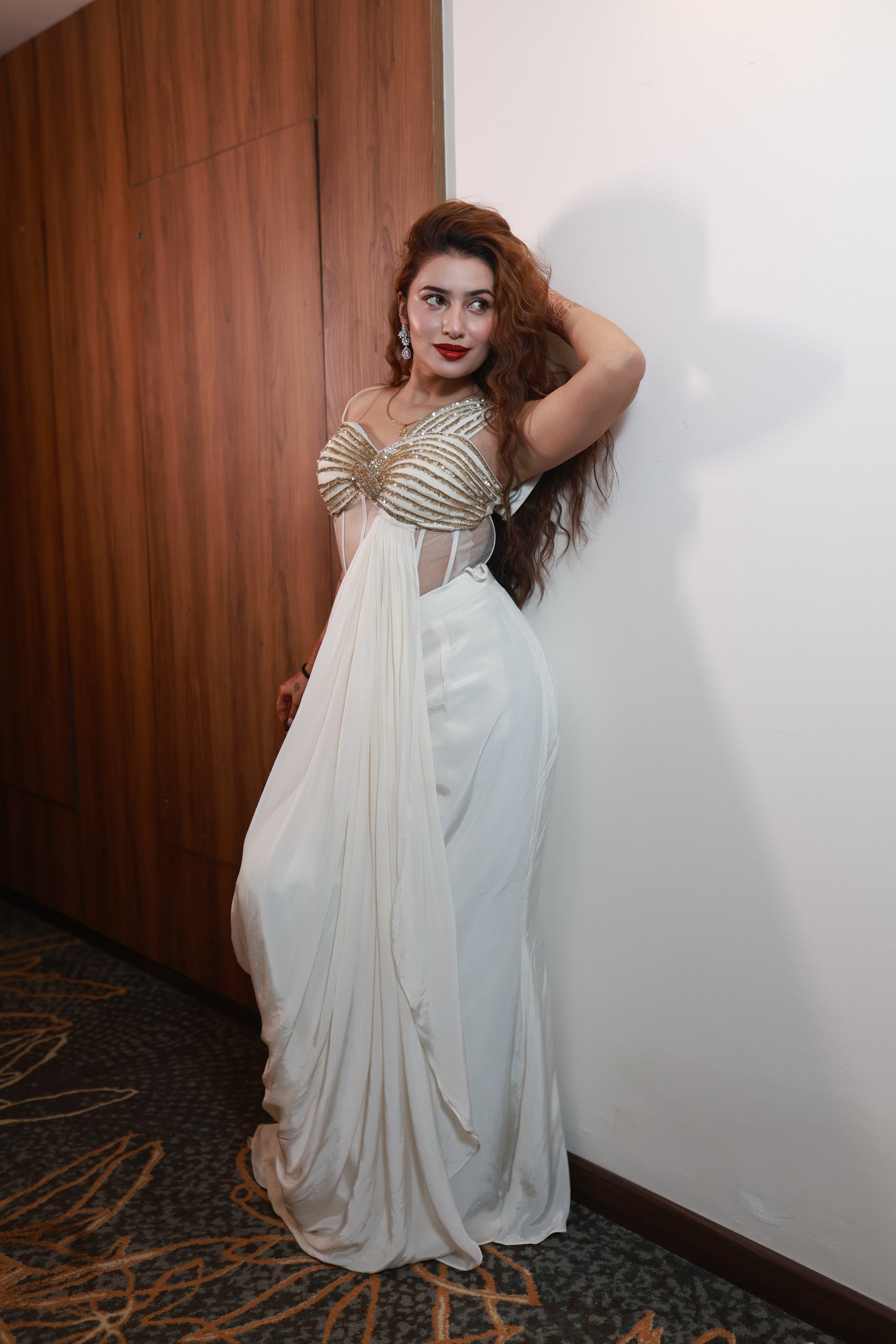 Ivory Muse – Handcrafted Drape Gown