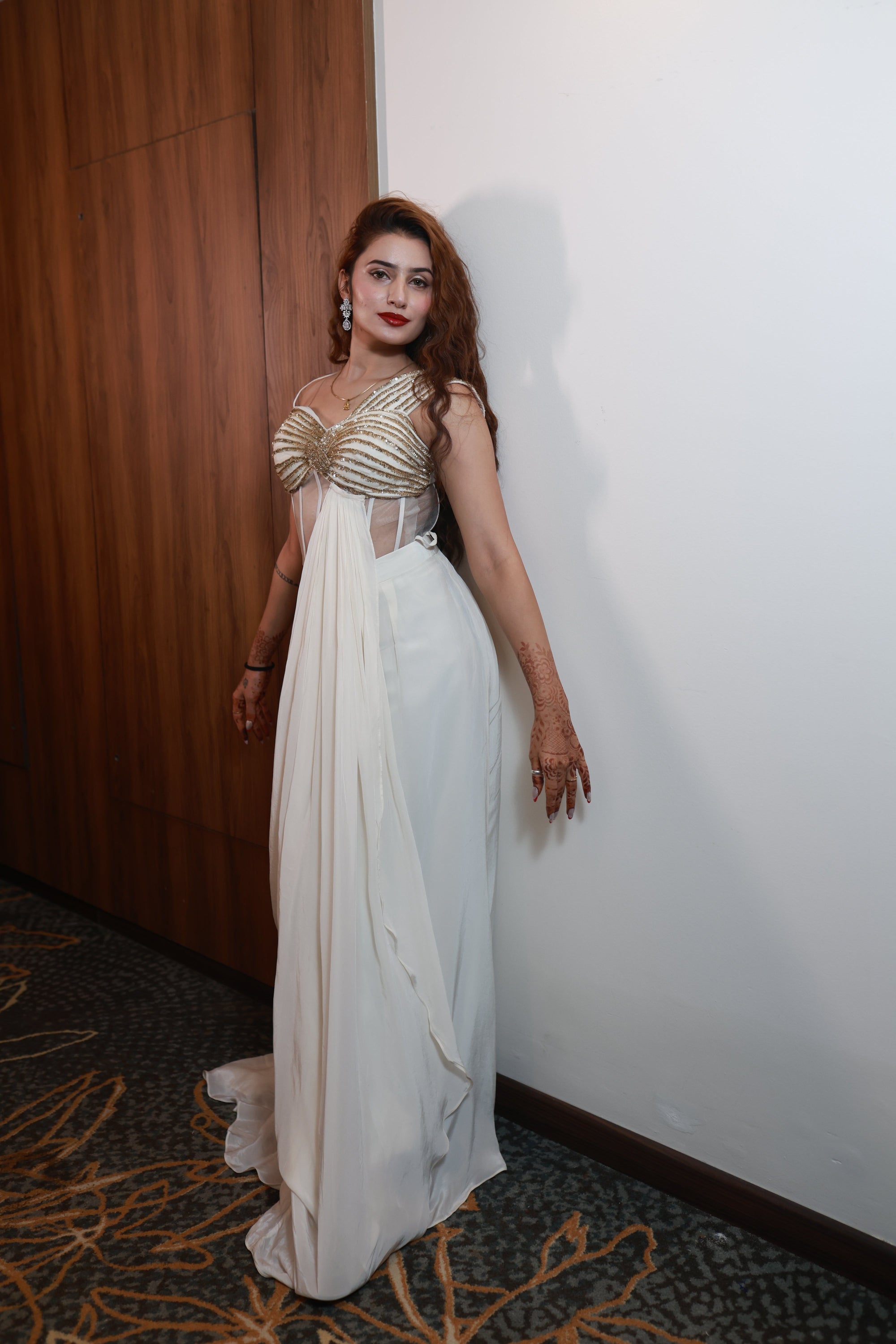 Ivory Muse – Handcrafted Drape Gown