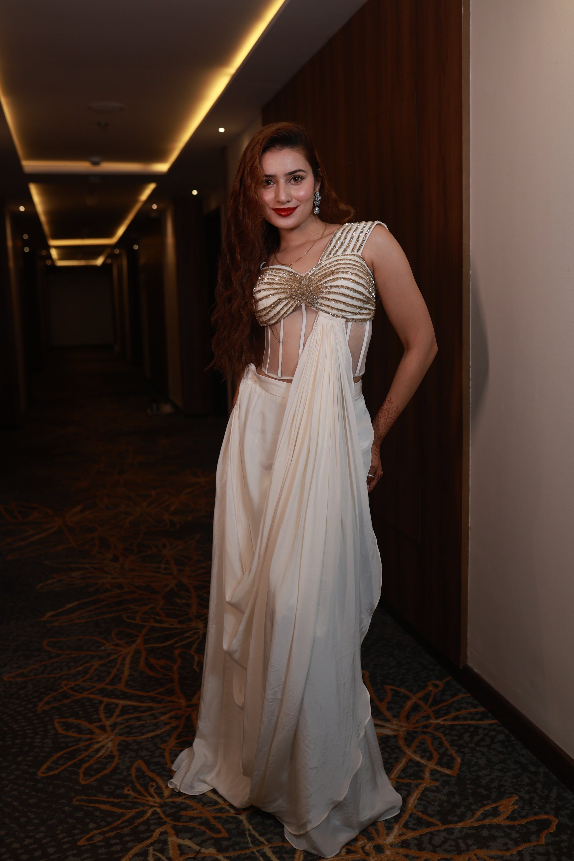 Ivory Muse – Handcrafted Drape Gown